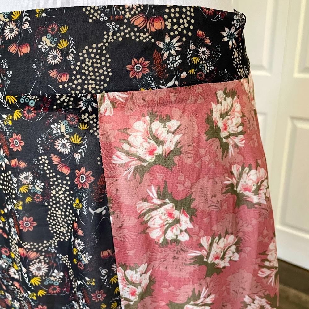 NWT DOWNEAST SKIRT M BOHO FEMININE CHIFFON OVERLAY LINED RUFFLED HEM ZIP ROSE - Picture 5 of 11